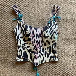 Vintage Roberto Cavalli Leopard Corset Top